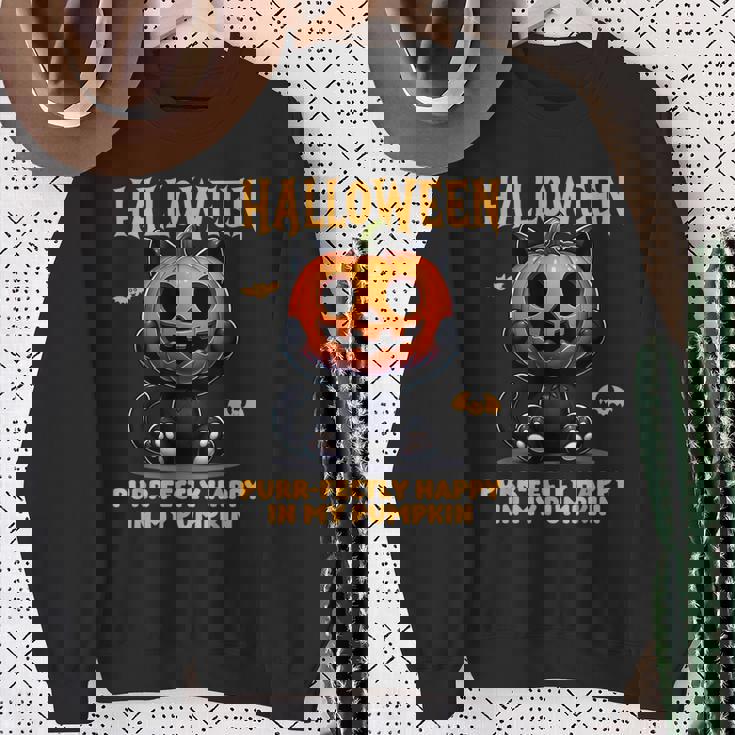 かわいい黒猫ハロウィン衣装カボチャデザインマスク面白い スウェットシャツ 年配の女性への贈り物