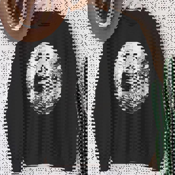 たこ焼き パンダ 水墨画 日本食 大阪 おもしろ 和風 動物 スウェットシャツ 年配の女性への贈り物