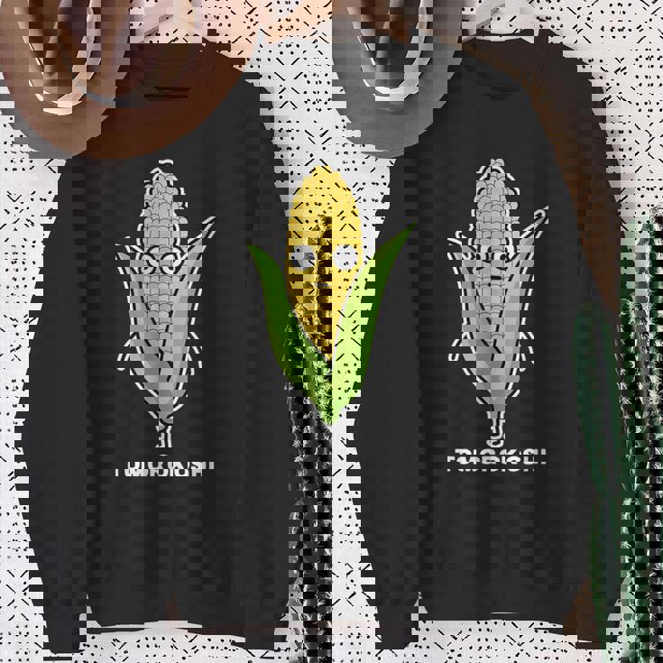 とうもろこし 顔 イラスト かわいい おもしろ 面白い 簡単 シンプル ゆるい 野菜 スウェットシャツ 年配の女性への贈り物