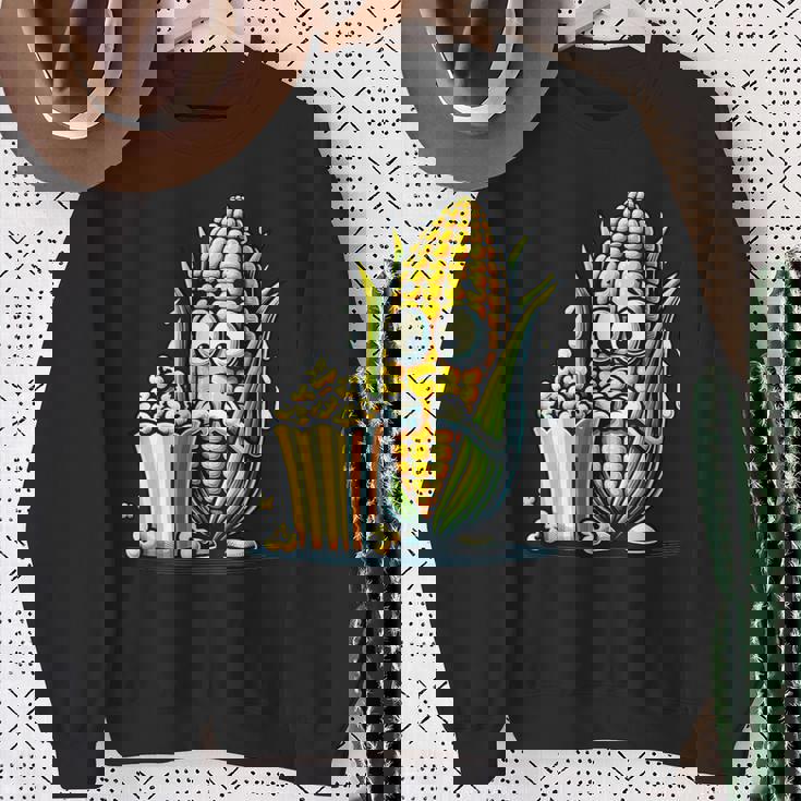 とうもろこしとポップコーンのキャラクター スウェットシャツ 年配の女性への贈り物