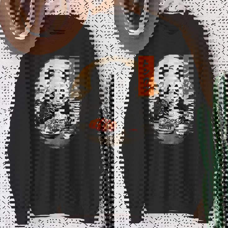 とんかつ パンダ 水墨画 日本食 日本語 おもしろ レトロ 和風 動物 スウェットシャツ 年配の女性への贈り物