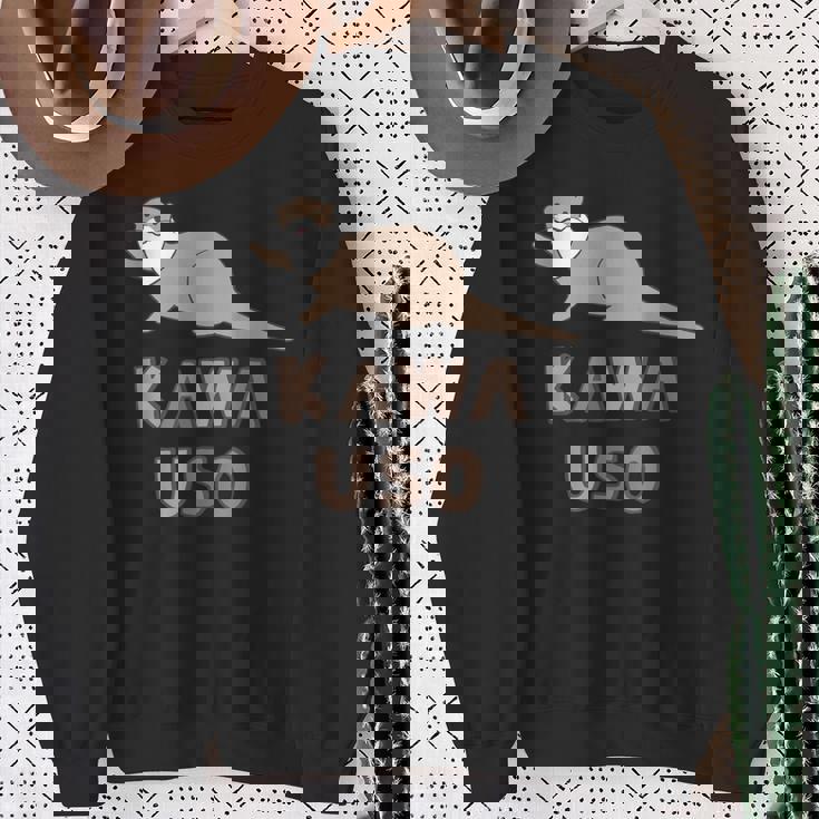 ゆるカワウソさん Otters オッターズ はろー”【No27】コツメカワウソ グッズ かわいい イラスト スウェットシャツ 年配の女性への贈り物