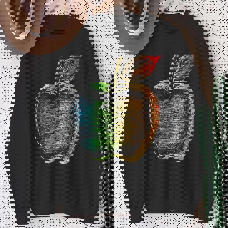 りんご フルーツ ドローイング アート カラフル モチーフ アップル スウェットシャツ 年配の女性への贈り物