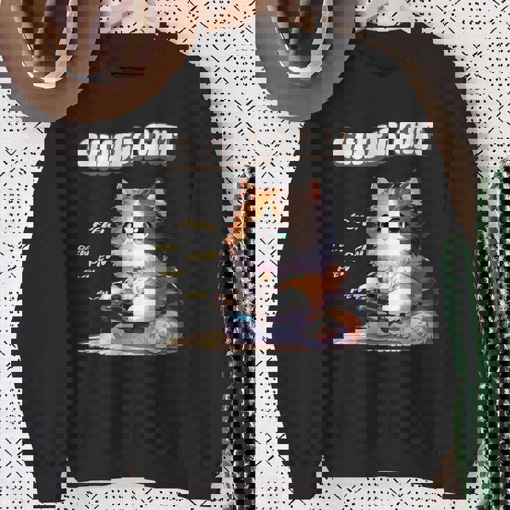 わがままゲーマー猫 ゲーム好き かわいい おもしろ マンガ アニメ オタク スウェットシャツ 年配の女性への贈り物