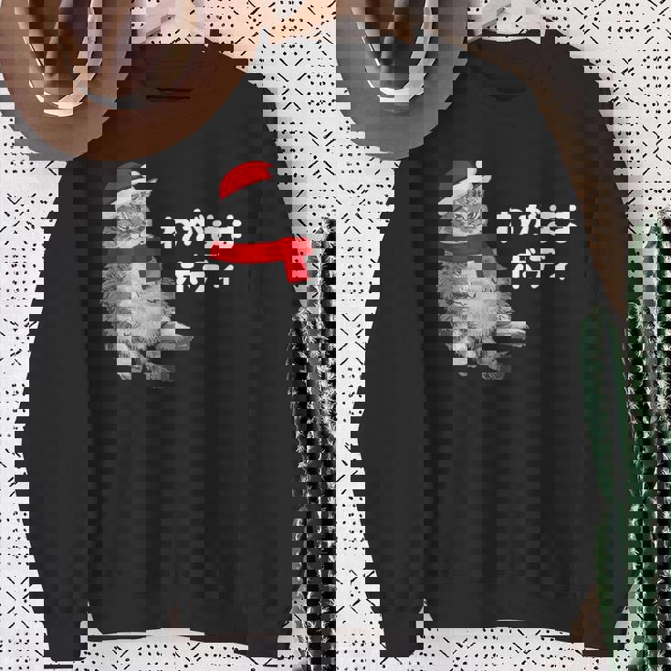 わがままボディ 猫 ねこ クリスマス サンタ 帽子 太ったねこ ぽっちゃり ねこ好き かわいい おもしろ 面白い スウェットシャツ 年配の女性への贈り物