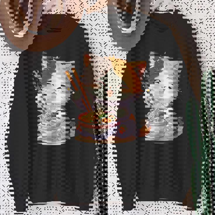 わがまま猫 ねこ ラーメン好き かわいい おもしろ マンガ スウェットシャツ 年配の女性への贈り物