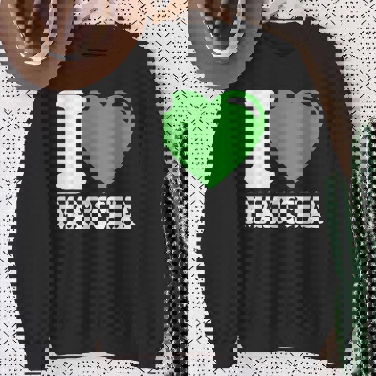 アイラブ抹茶キュートファニー抹茶ハート付き抹茶 スウェットシャツ 年配の女性への贈り物