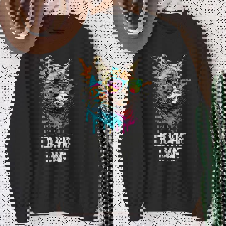 アイ・ドゥー・ホワット・アイ・ワント キャット・ウィズ・サングラス スウェットシャツ 年配の女性への贈り物