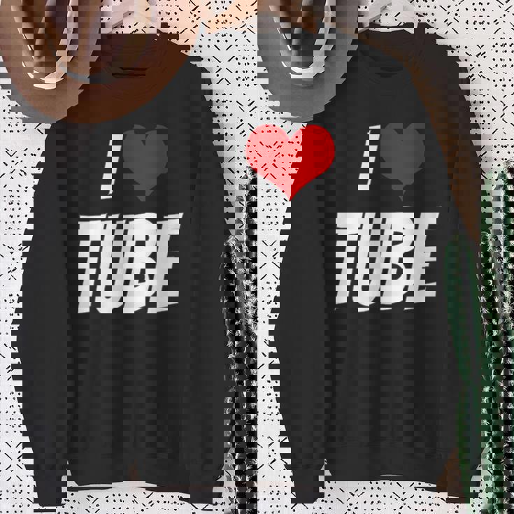 アイ・ラブ・チューブ・ハート スウェットシャツ 年配の女性への贈り物