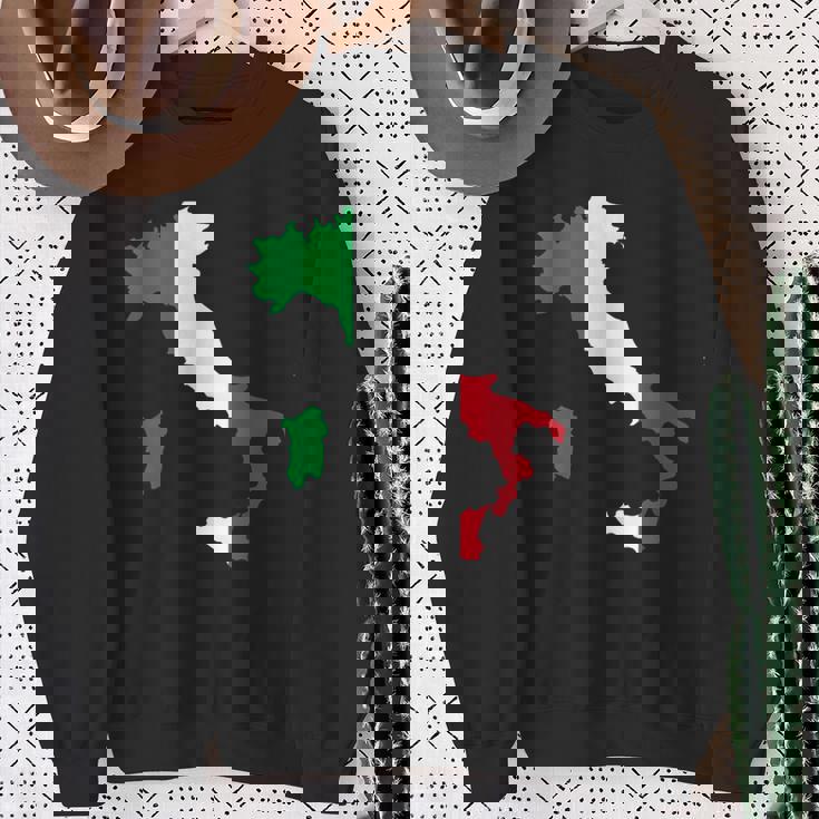 アウトライン イタリア 赤 白 緑 ストライプ 地図 スウェットシャツ 年配の女性への贈り物