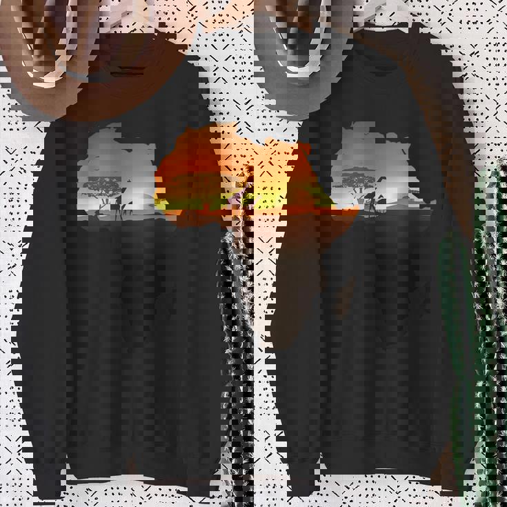 アフリカ キリン サバンナ サンライズ タンザニア ケニア アフリカ スウェットシャツ 年配の女性への贈り物