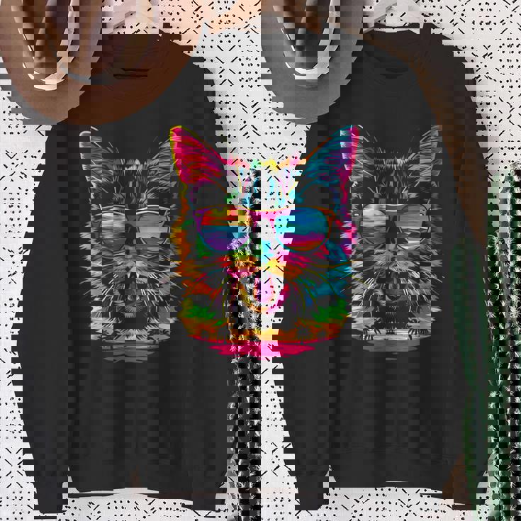 アメリカンショートヘアドッグサングラスポップアート スウェットシャツ 年配の女性への贈り物