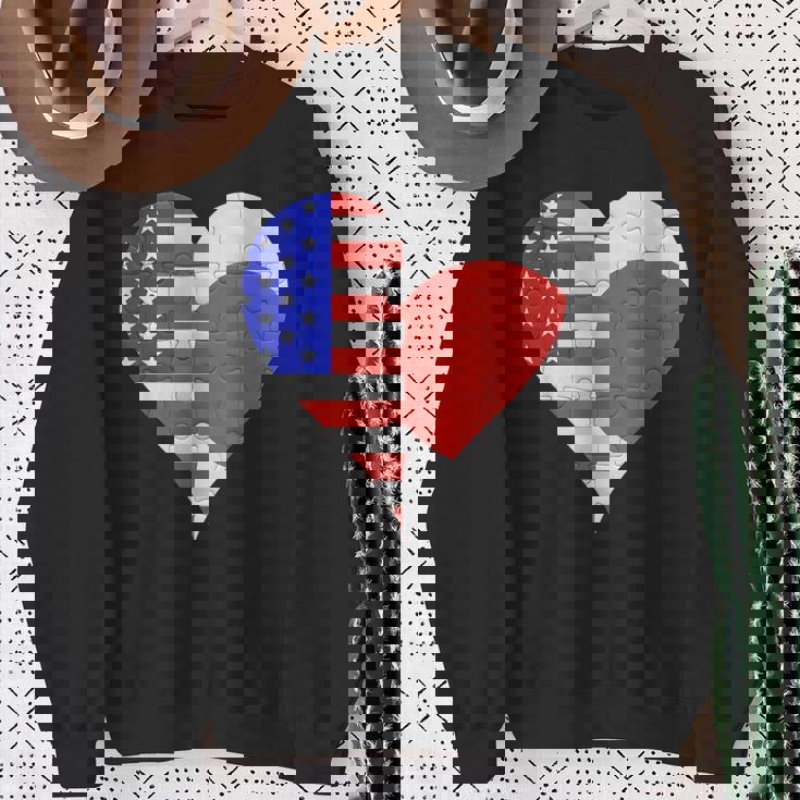 アメリカ日本国旗ハート スウェットシャツ 年配の女性への贈り物