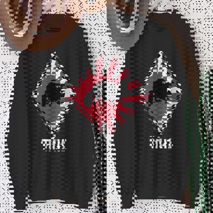 アライグマ犬 たぬき交差 日本ライジングサンフラッグ スウェットシャツ 年配の女性への贈り物