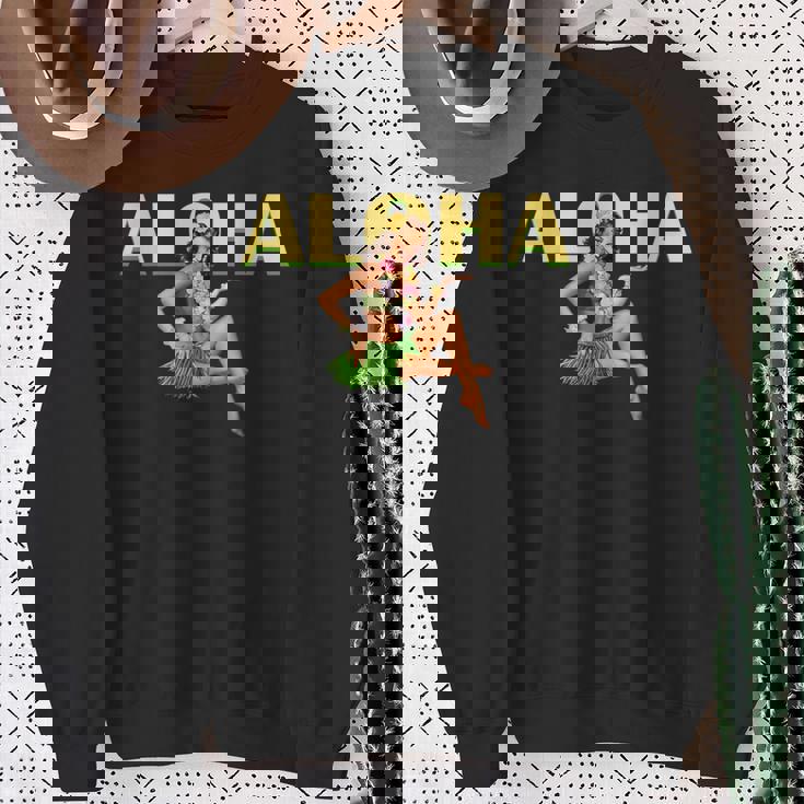 アロハ ハワイアン レトロ ヴィンテージ ピンナップガール ハワイ スウェットシャツ 年配の女性への贈り物