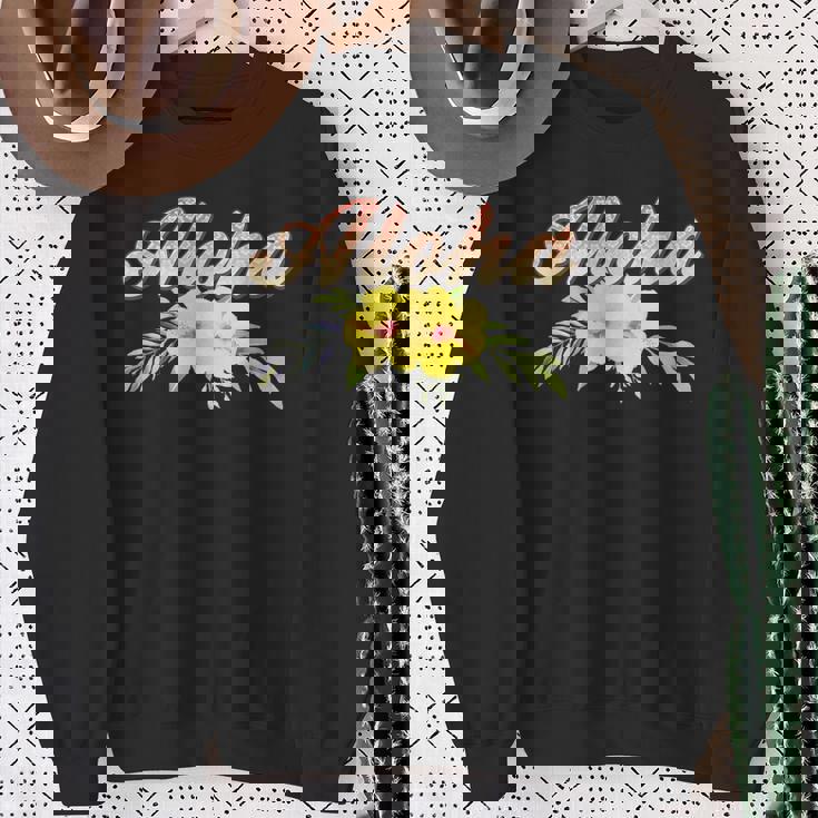 アロハイエロー ハイビスカス スウェットシャツ 年配の女性への贈り物