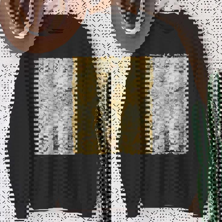 アンティーク地図 海の生き物 海賊 スウェットシャツ 年配の女性への贈り物