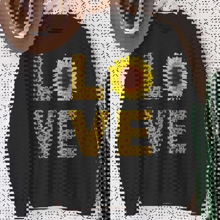 イエロー ひまわり ラブフラワー ひまわり 花柄 かわいい スウェットシャツ 年配の女性への贈り物