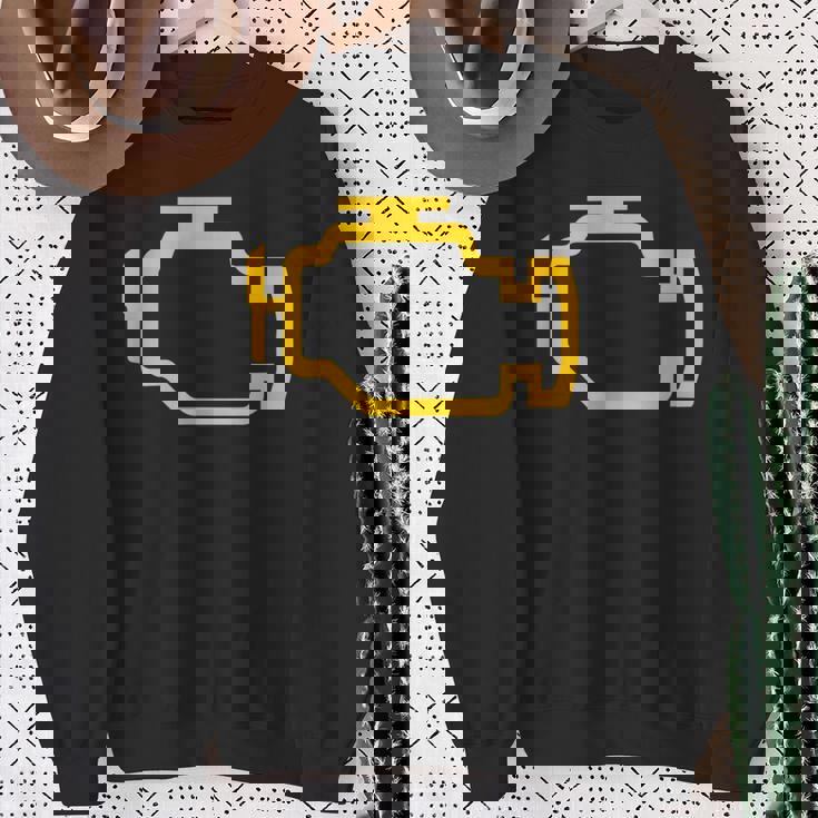 イエローチェックエンジンライト付きtシャツ スウェットシャツ 年配の女性への贈り物