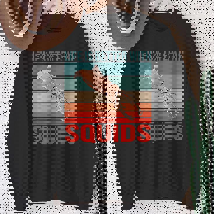 イカ ライフ・イズ・ベター 烏賊 イカ スウェットシャツ 年配の女性への贈り物