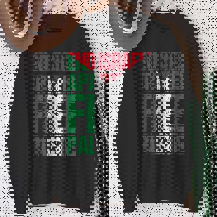 イスラエルのアパルトテッドフリーパレスチナを終えましょう スウェットシャツ 年配の女性への贈り物