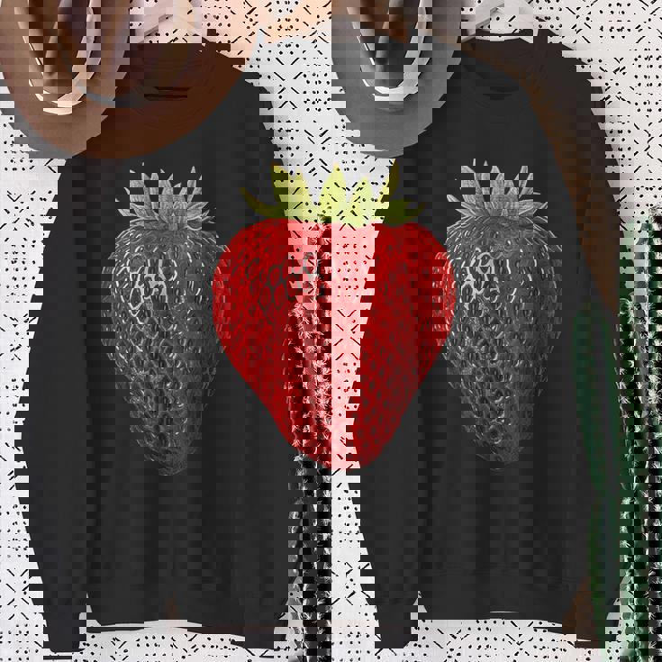 イチゴ イラスト アート フルーツ グラフィック モチーフ スウェットシャツ 年配の女性への贈り物