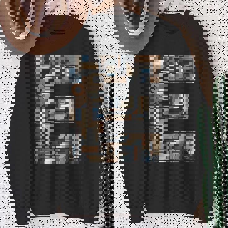 イニシャル 名前 文字 E アルファベット キュービズム アートスタイル 長袖tシャツ スウェットシャツ 年配の女性への贈り物