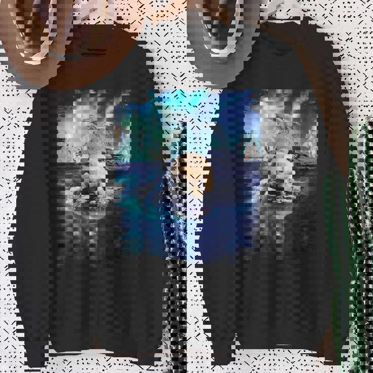 イルカと北のシロクマ、ライトとイルカ スウェットシャツ 年配の女性への贈り物