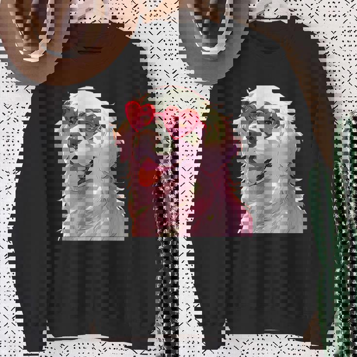 イングリッシュクリーム ゴールデンレトリバー ママギフト ハート メガネ ラブ スウェットシャツ 年配の女性への贈り物