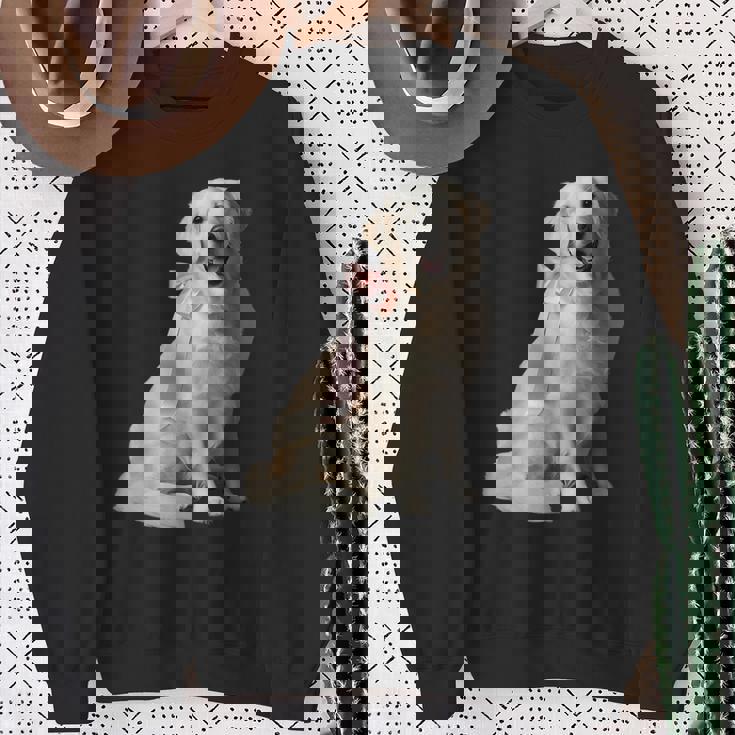 イングリッシュクリーム ゴールデンレトリバー 子犬 ピンク リボン クリーン ガール スウェットシャツ 年配の女性への贈り物