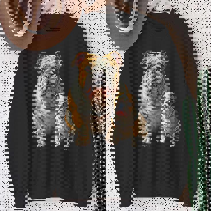 イングリッシュブルドッグの子犬とイングリッシュブルドッグ スウェットシャツ 年配の女性への贈り物