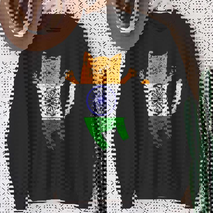 インド国旗 インド猫 スウェットシャツ 年配の女性への贈り物