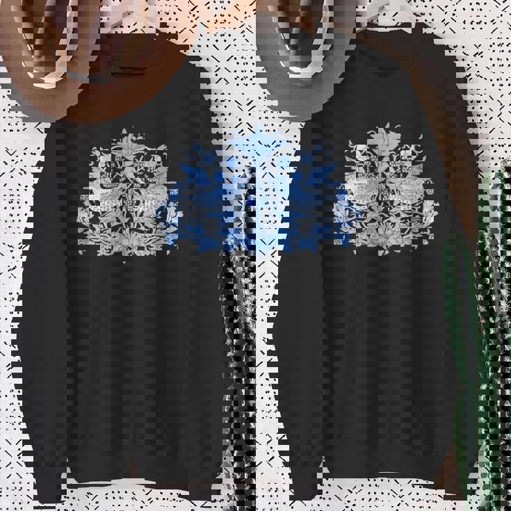 ウィリアム・モリス ストロベリー泥棒 鳥 ブルー スウェットシャツ 年配の女性への贈り物