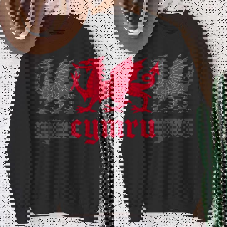 ウェールズ・ウェールズ・ウェールズ・シムレーグ・レッド・ウェールズ・ドラゴン スウェットシャツ 年配の女性への贈り物