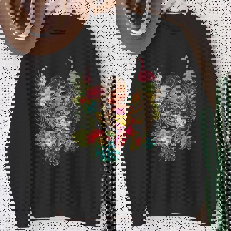 ウクレレフラガールティキバケーションハワイアンルアウビーチフラミンゴ スウェットシャツ 年配の女性への贈り物