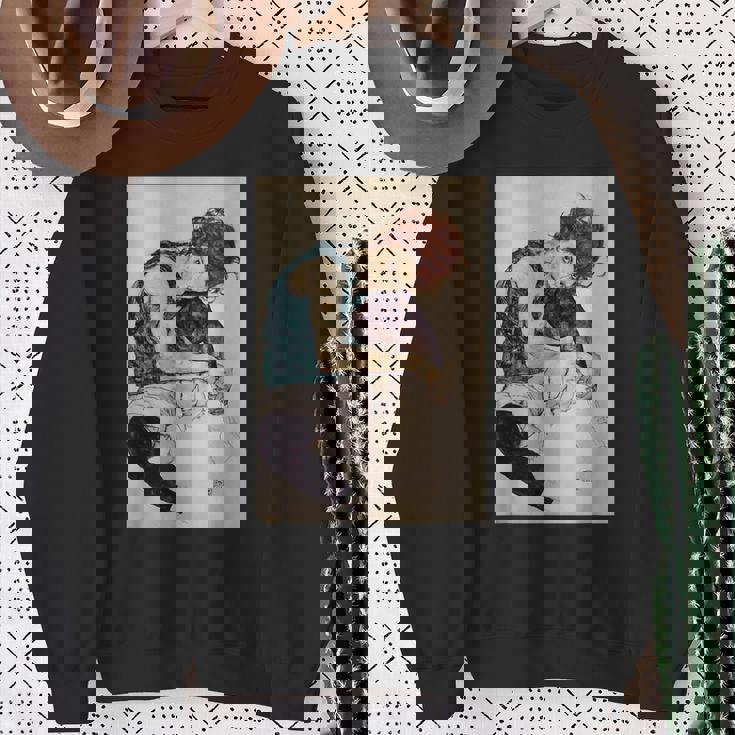 エゴン・シーレ作「膝を曲げた座る女」1917 スウェットシャツ 年配の女性への贈り物