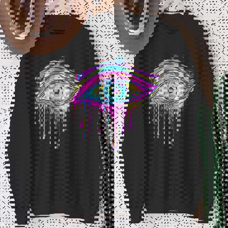 エジプトのホルスの目 トリッピー サイケデリック アート 宇宙 シュール スウェットシャツ 年配の女性への贈り物