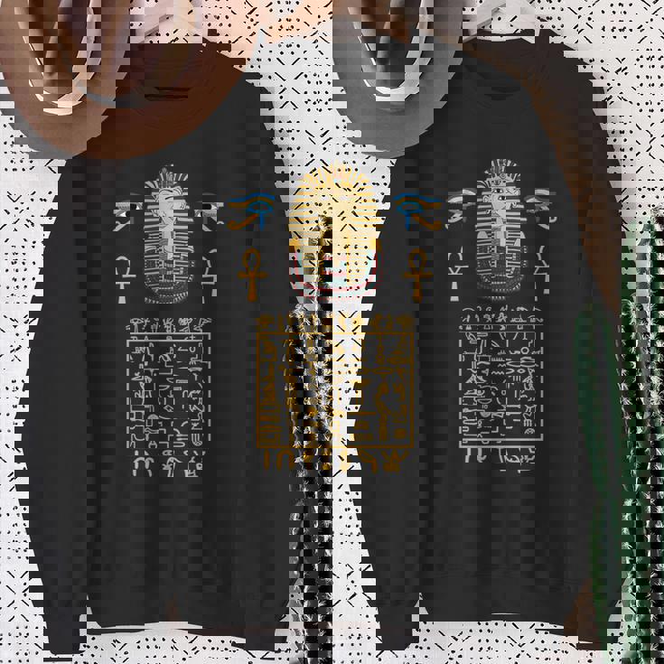 エジプトヒエログリフ シンボル ツタ王 ファラオ 長袖tシャツ スウェットシャツ 年配の女性への贈り物