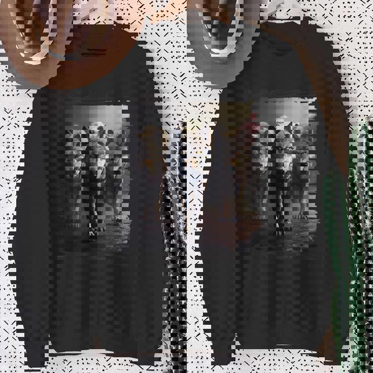 オオカミの部族 野生動物 ウルフ マウンテン スウェットシャツ 年配の女性への贈り物