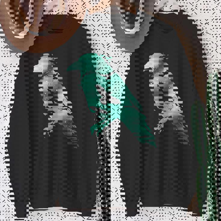 オーディンブラックカラスギフトバイキングレイヴンシルエット スウェットシャツ 年配の女性への贈り物