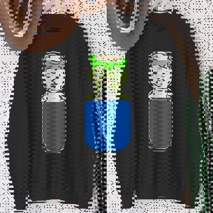 カッパ くん『いん・ざ・ぽけっと』河童【どうぶつフレンズ】きゅうり 妖怪 ゆるくて かわいい イラスト スウェットシャツ 年配の女性への贈り物