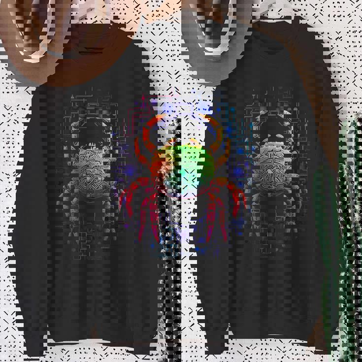 カニ曼荼羅動物モチーフアートカニ スウェットシャツ 年配の女性への贈り物