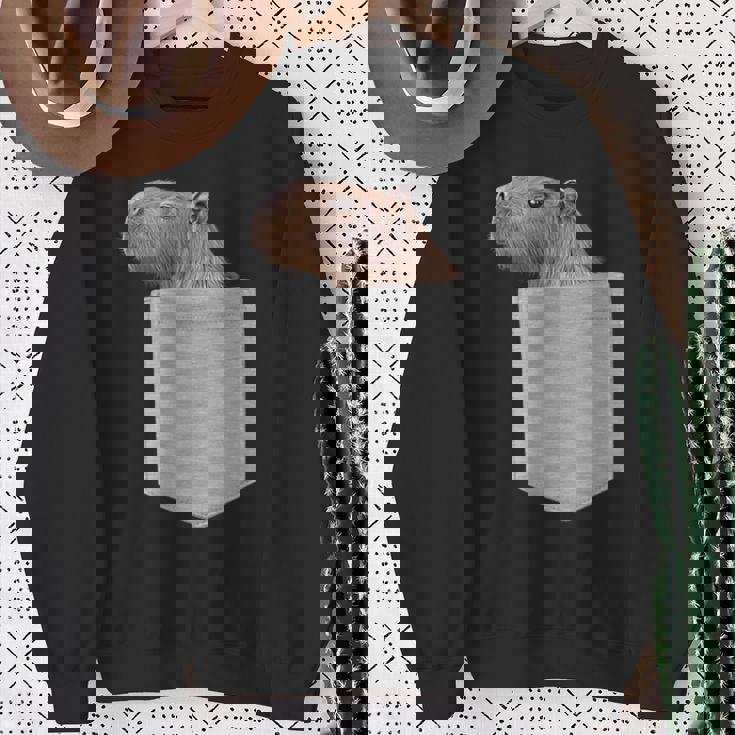 カピバラ フェイク ポケット カピバラ げっ歯類 げっ歯類 アニマル ノベルティ スウェットシャツ 年配の女性への贈り物