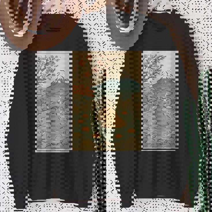 カピバラ 桜と温泉のカワイイアート スウェットシャツ 年配の女性への贈り物