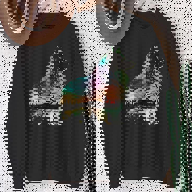 カラフル シェルティ 自然 シェットランド シープドッグ 反射 スウェットシャツ 年配の女性への贈り物