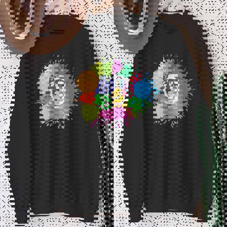 カラフル スプラッター ペイント 水彩 スマイル フェイス ユニセックス スウェットシャツ 年配の女性への贈り物