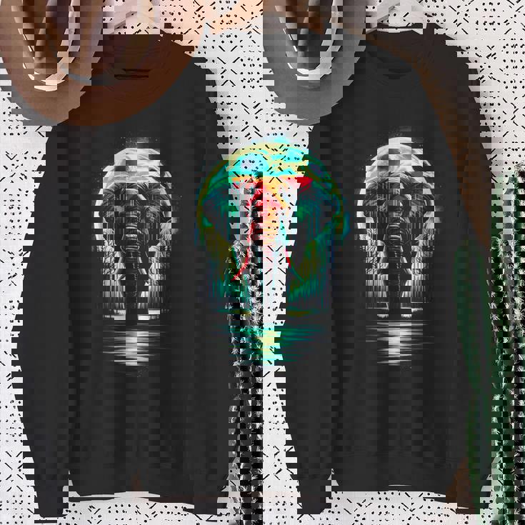 カラフル 象 精霊 動物 かっこいい イラスト アート スウェットシャツ 年配の女性への贈り物