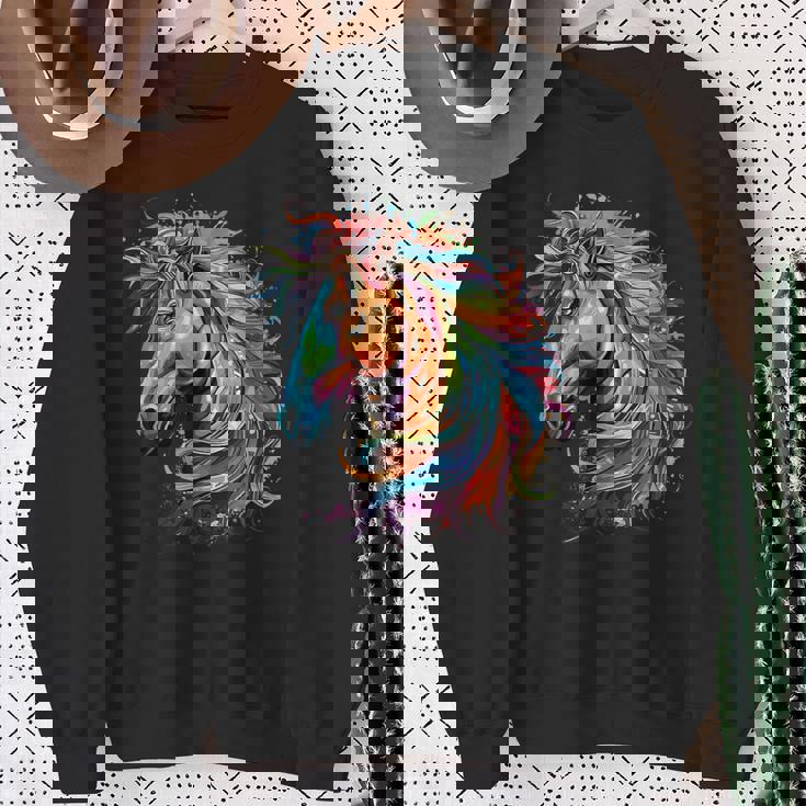 カラフルなアイルランドのドラフト馬愛好家スプラッシュアート スウェットシャツ 年配の女性への贈り物