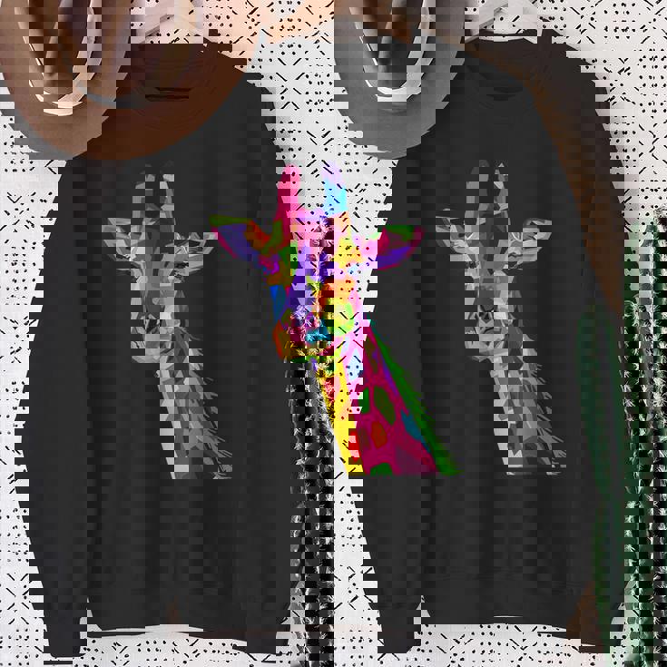 カラフルなキリン愛動物愛キリン スウェットシャツ 年配の女性への贈り物