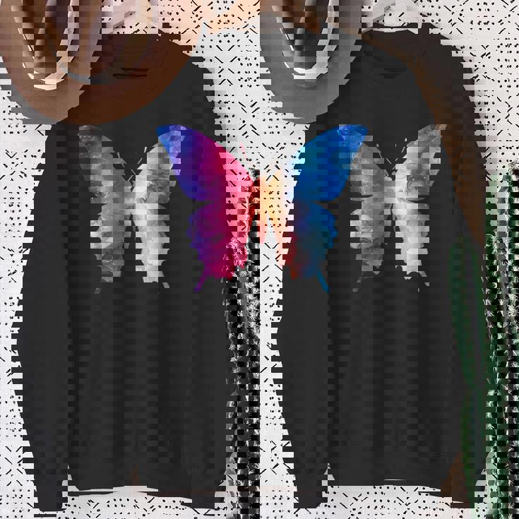 カラフルなシルエット抽象的な水彩蝶 スウェットシャツ 年配の女性への贈り物